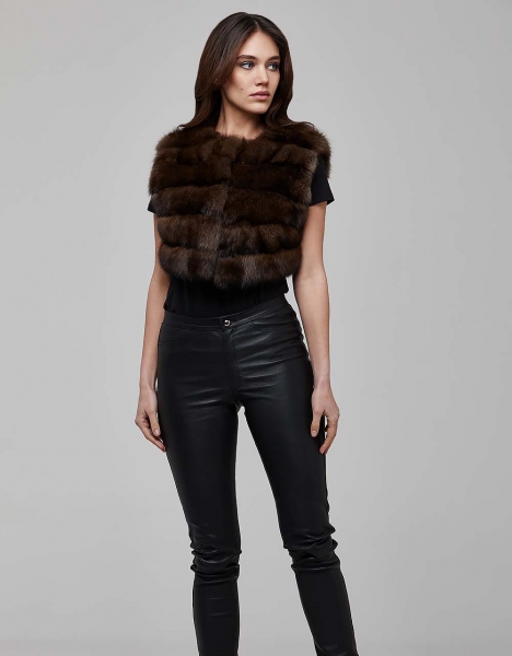 WOMAN SHORT BROWN MINK FUR JACKET