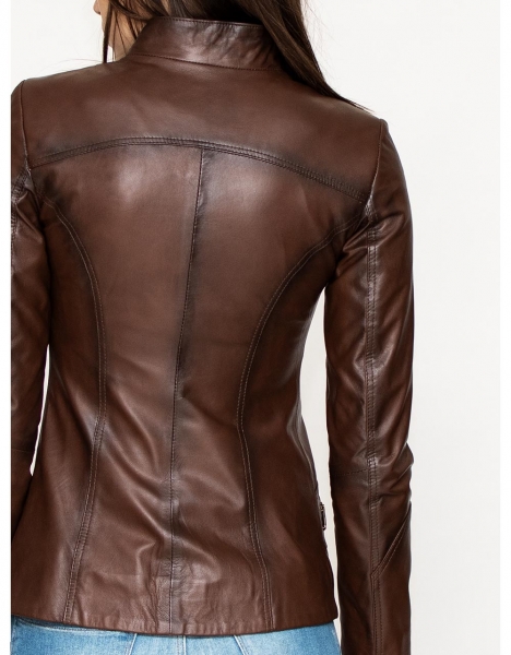 WOMAN BROWN LEATHER JACKET