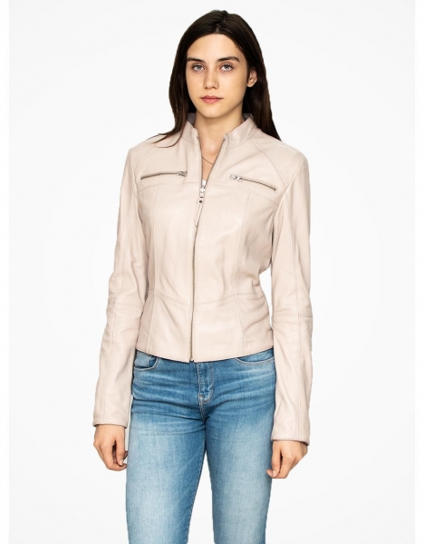 WOMAN BEIGE LEATHER JACKET